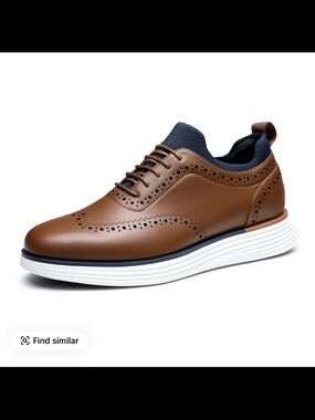 Men's Brown Wingtip Derby with Navy Knit Collar